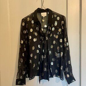Sezane Sheer Silk "Glitter" blouse sz 34